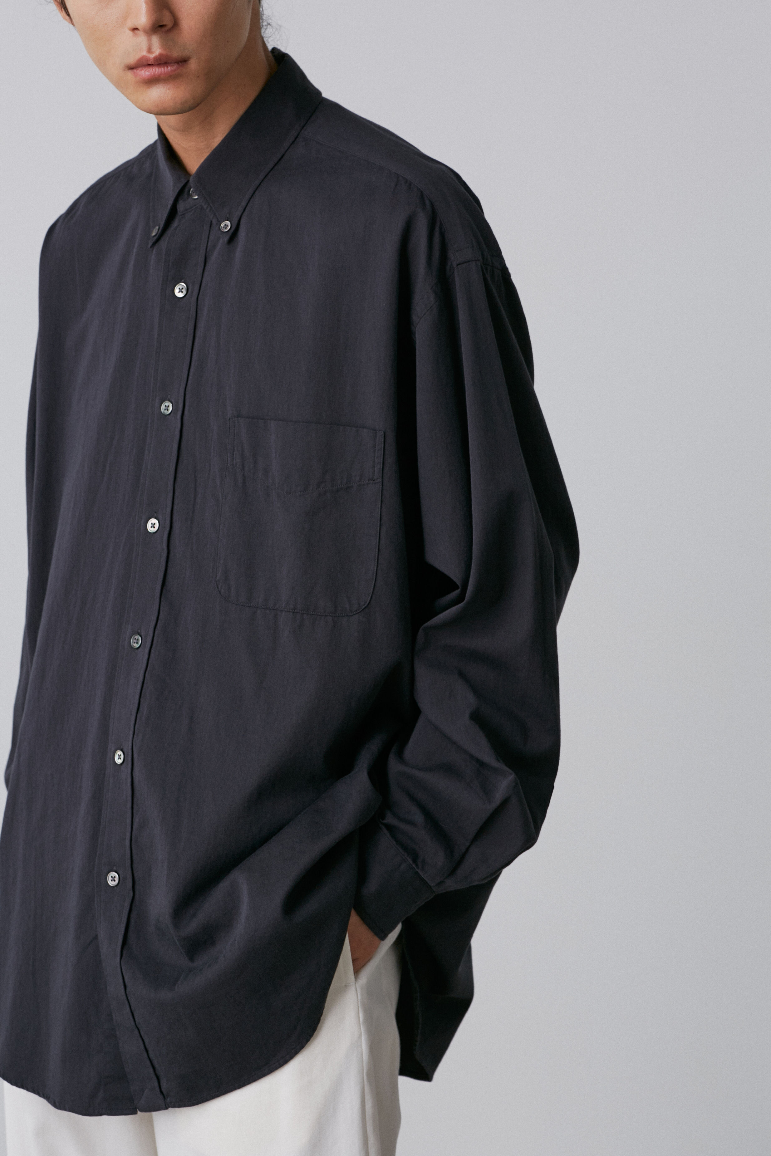 YLEVE 「Ｙ / ORGANIC COTTON WASHER SATIN SHIRT」|シャツ・ブラウス|