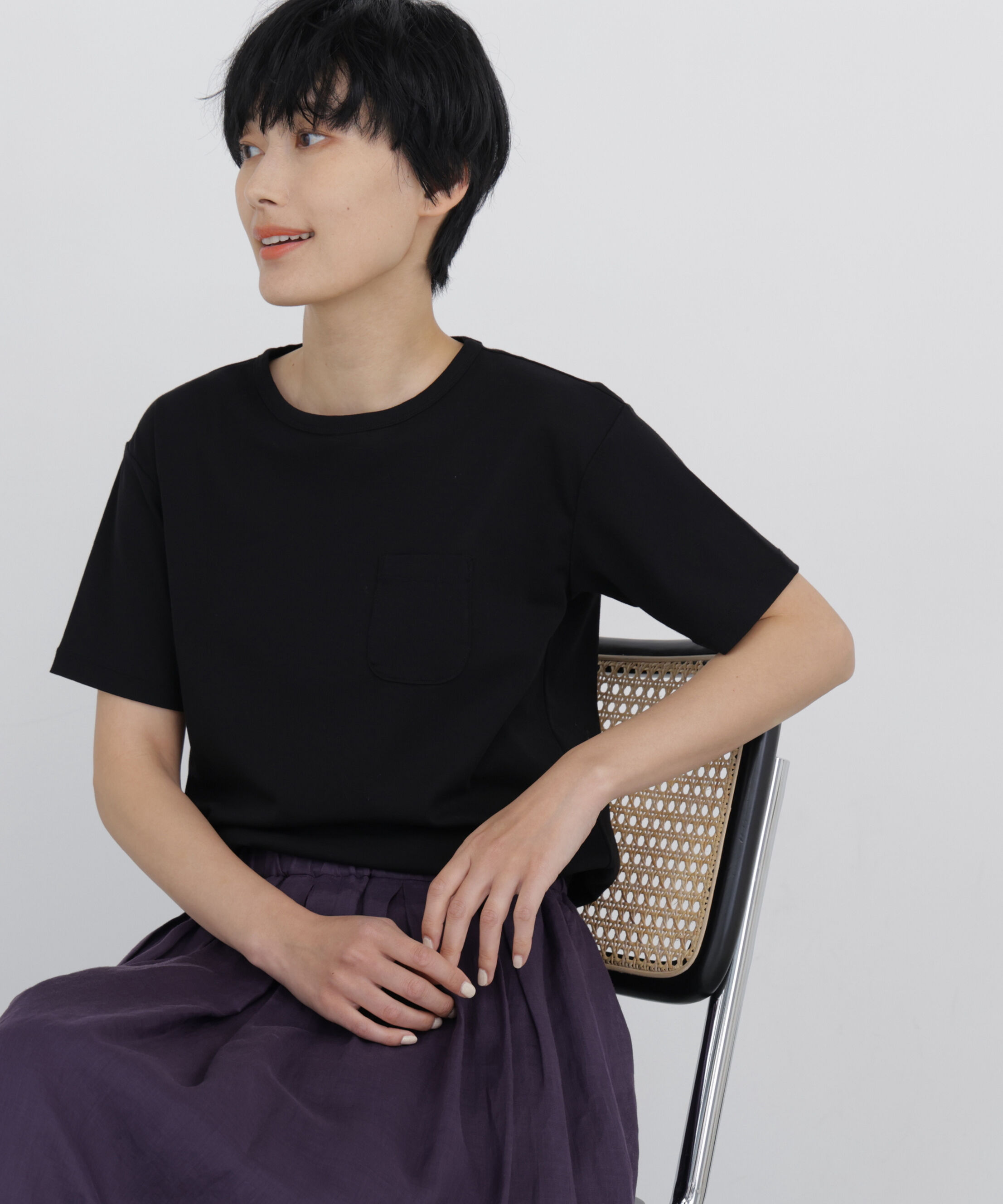  「◆《清涼素材 / 接触冷感 / 吸水速乾》 コンパクトポケットＴシャツ」|Tシャツ・カットソー|ブラック