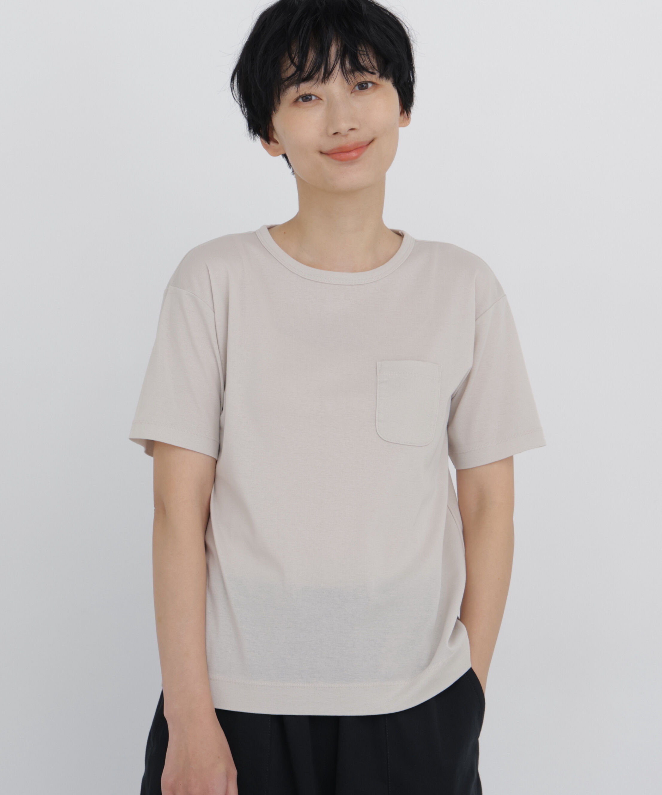  「◆《清涼素材 / 接触冷感 / 吸水速乾》 コンパクトポケットＴシャツ」|Tシャツ・カットソー|ベージュ