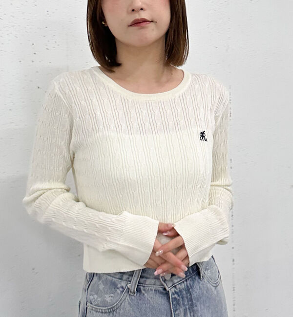 archives「ロゴ刺繍ケーブルライトニット」|ニット・セーター|