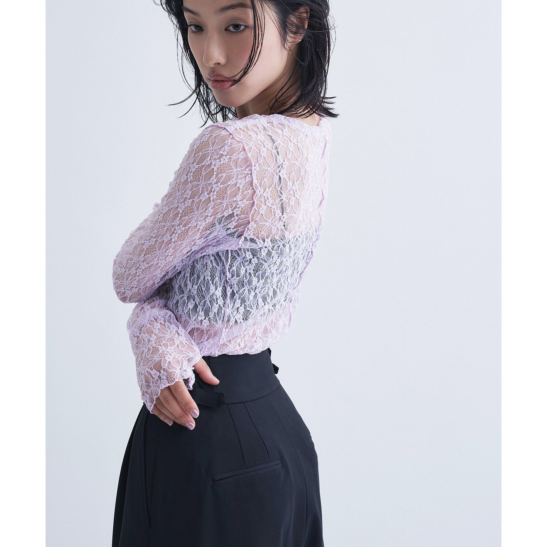 CODE A「【ReRe】stretch lace tops」|Tシャツ・カットソー|