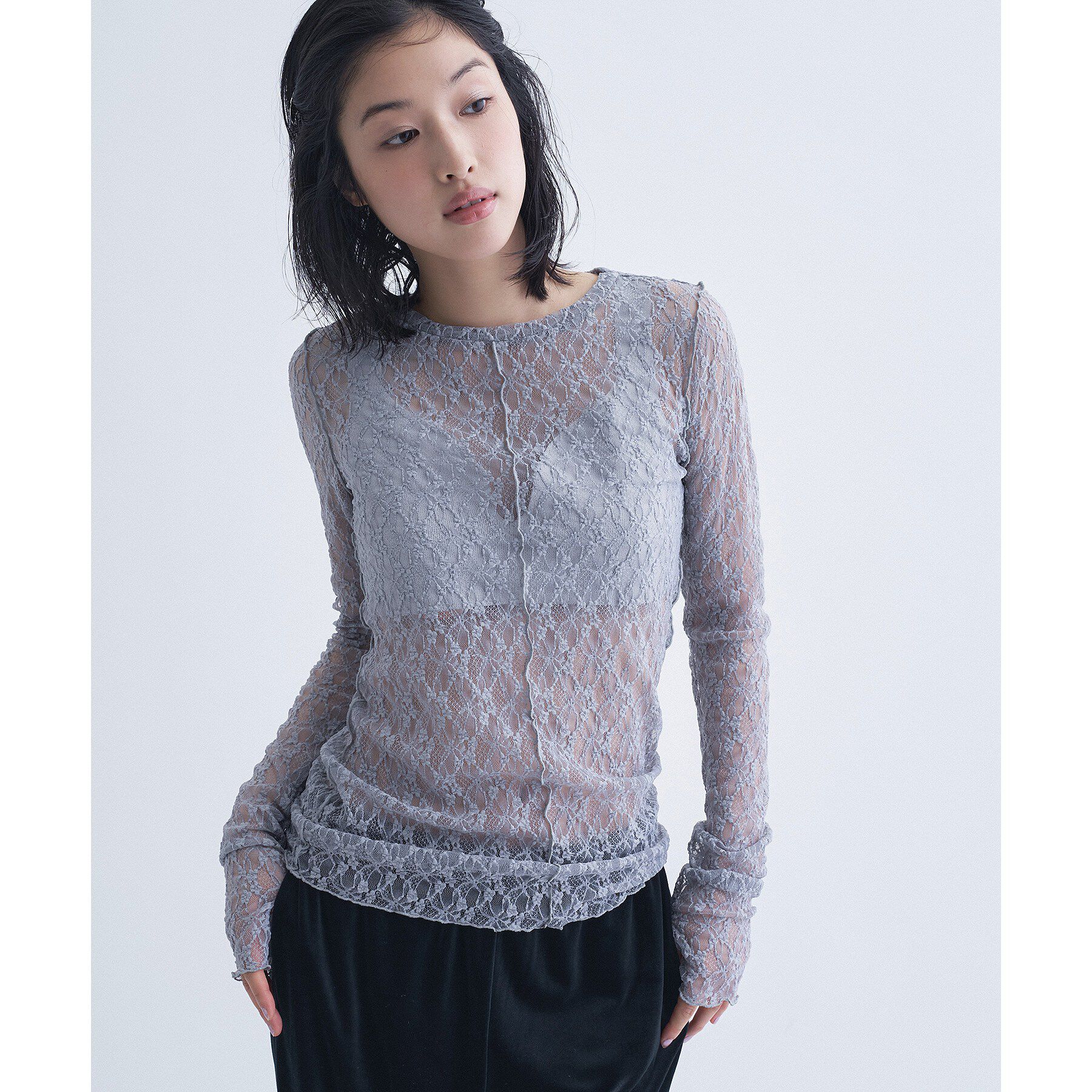 CODE A「【ReRe】stretch lace tops」|Tシャツ・カットソー|
