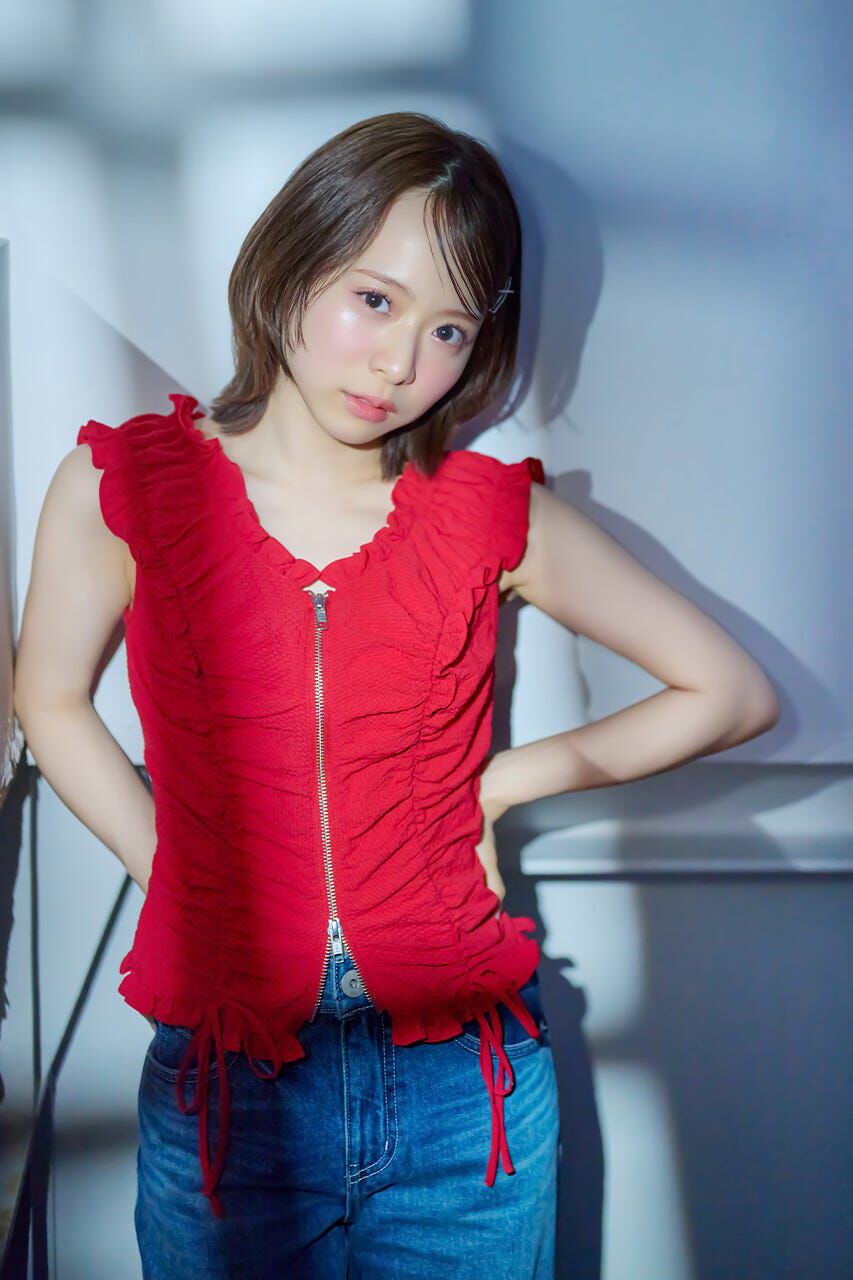 rienda「フロントジップノースリブラウス」|シャツ・ブラウス|RED