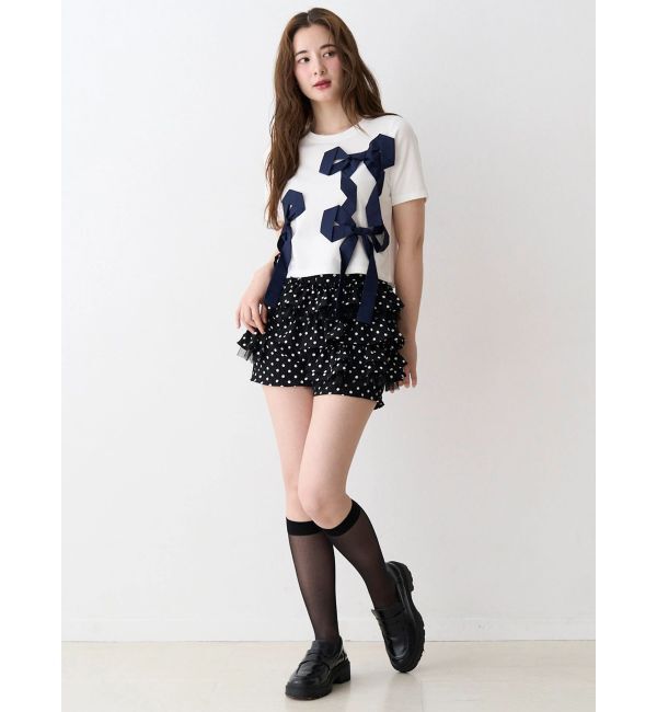 CALNAMUR「バイカラー3ＤリボンＴシャツ」|Tシャツ・カットソー|