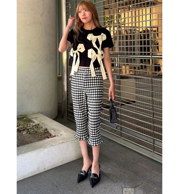 CALNAMUR「バイカラー3ＤリボンＴシャツ」|Tシャツ・カットソー|