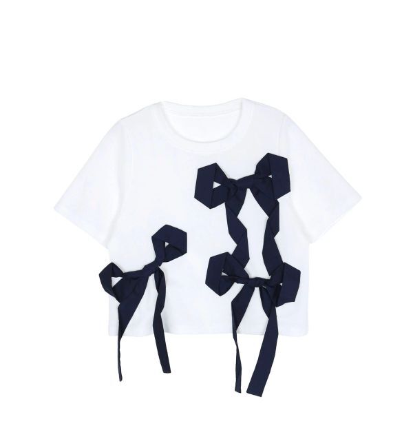 CALNAMUR「バイカラー3ＤリボンＴシャツ」|Tシャツ・カットソー|