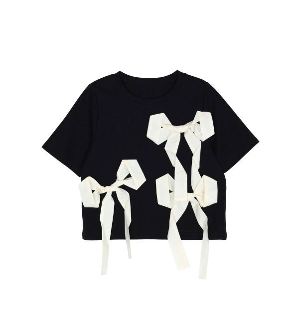 CALNAMUR「バイカラー3ＤリボンＴシャツ」|Tシャツ・カットソー|