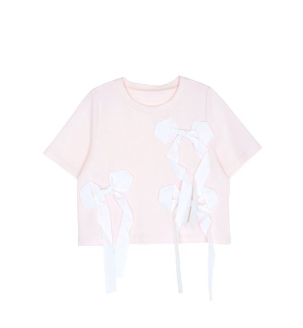 CALNAMUR「バイカラー3ＤリボンＴシャツ」|Tシャツ・カットソー|