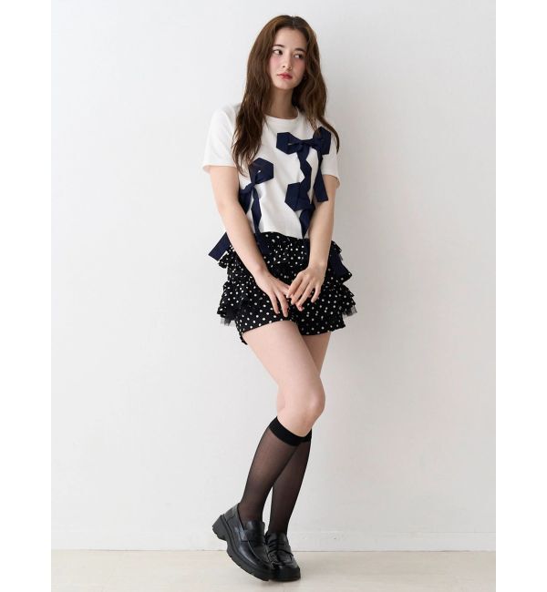 CALNAMUR「バイカラー3ＤリボンＴシャツ」|Tシャツ・カットソー|