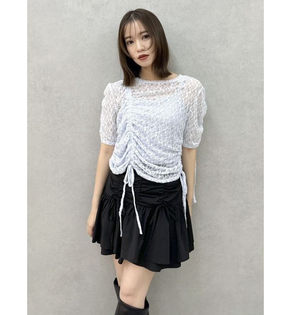 dazzlin「ギャザーリボンレーストップス」|Tシャツ・カットソー|