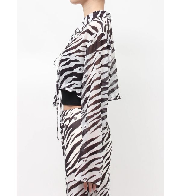 GYDA「GG ZEBRA SHEERリボンショートブラウス」|シャツ・ブラウス|