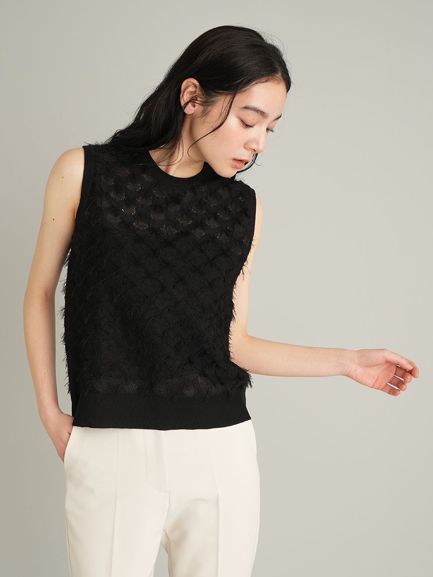 Mila Owen「【ウォッシャブル】カットジャガードノースリニット」|タンクトップ|