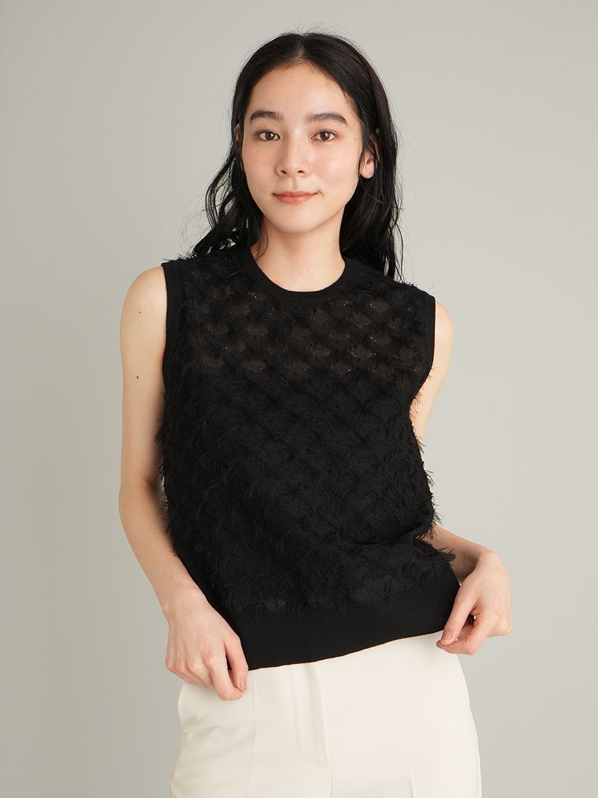 Mila Owen「【ウォッシャブル】カットジャガードノースリニット」|タンクトップ|