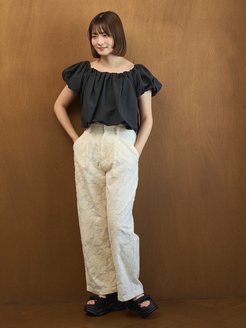 emmi atelier「ジャガードタックパンツ【セットアップ対応】」|チノ|