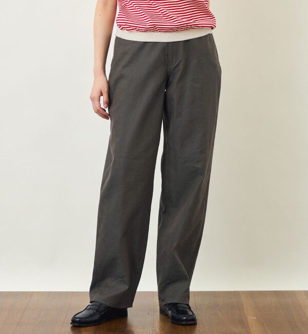 MACKINTOSH PHILOSOPHY「GREY LABEL リネンコットンヘリンボン　ワイドパンツ」|その他|カーキ