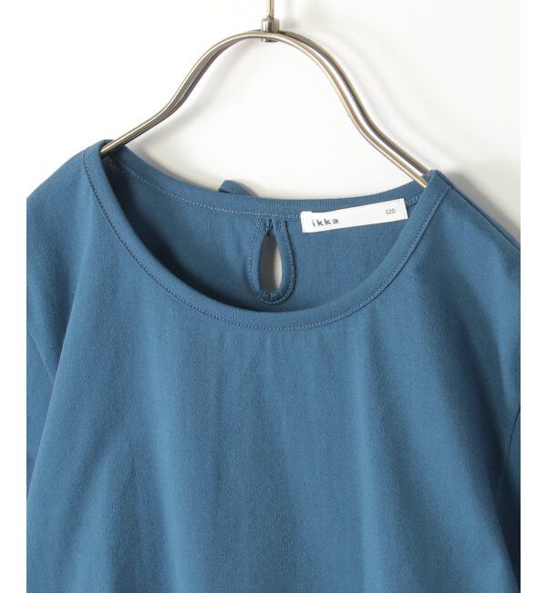 ikka kids「【親子おそろい】梨地裾レイヤー5分袖プルオーバー（120~160cm）」|Tシャツ・カットソー|