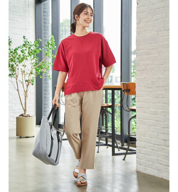 ikka「【雑誌InRed6月号掲載】GOKU楽パンツ 冷感テーパード【接触冷感】」|スラックス|