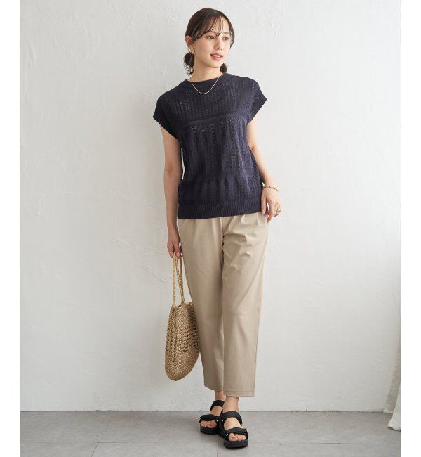 ikka「【雑誌InRed6月号掲載】GOKU楽パンツ 冷感テーパード【接触冷感】」|スラックス|