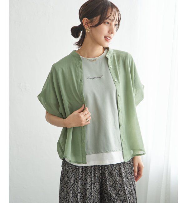 ikka「【雑誌InRed6月号掲載】コットンライクシアードルマンブラウス」|シャツ・ブラウス|