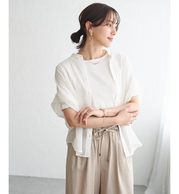 ikka「【雑誌InRed6月号掲載】コットンライクシアードルマンブラウス」|シャツ・ブラウス|