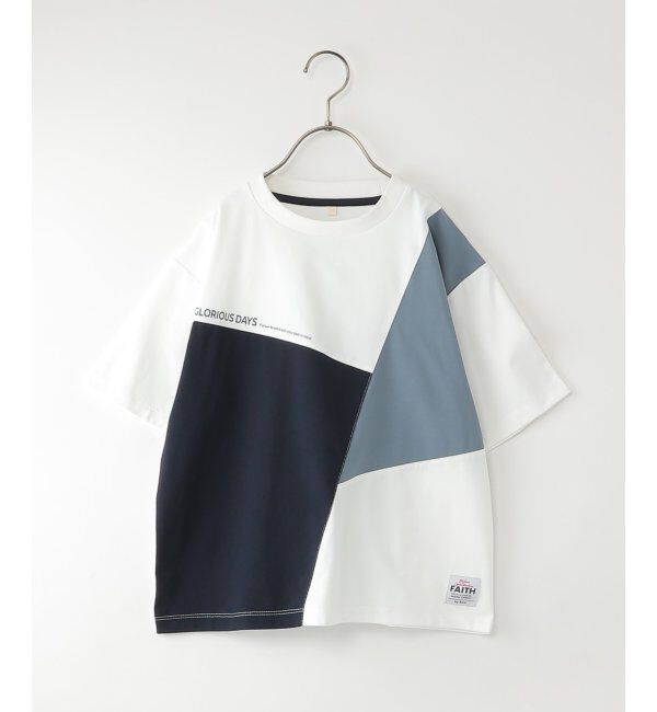 ikka kids「【接触冷感/吸水速乾】斜め切り替えTシャツ（120~160cm）」|Tシャツ・カットソー|ホワイト