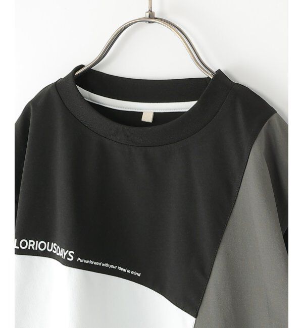 ikka kids「【接触冷感/吸水速乾】斜め切り替えTシャツ（120~160cm）」|Tシャツ・カットソー|