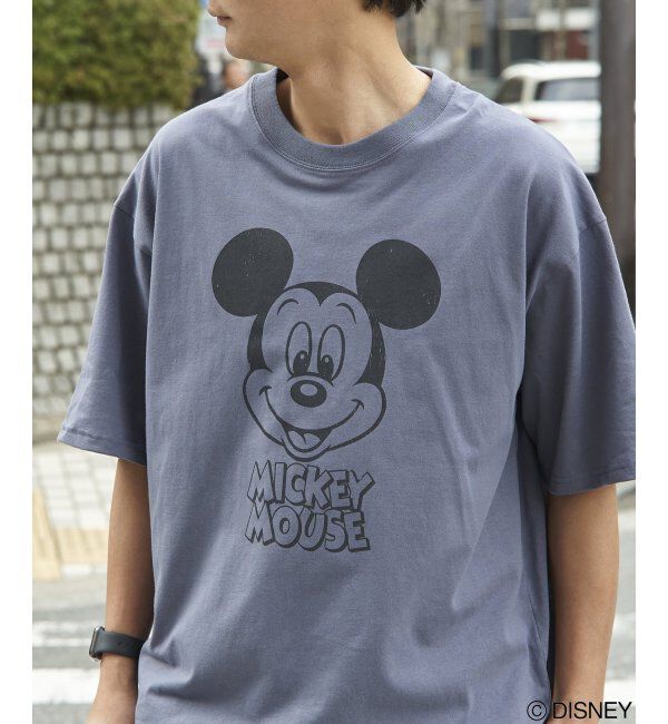 VENCE share style「Mickey Mouse ミッキーマウス USED風フェイスプリントTシャツ」|Tシャツ・カットソー|