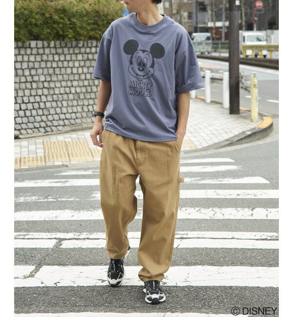 VENCE share style「Mickey Mouse ミッキーマウス USED風フェイスプリントTシャツ」|Tシャツ・カットソー|