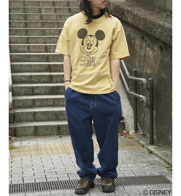 VENCE share style「Mickey Mouse ミッキーマウス USED風フェイスプリントTシャツ」|Tシャツ・カットソー|