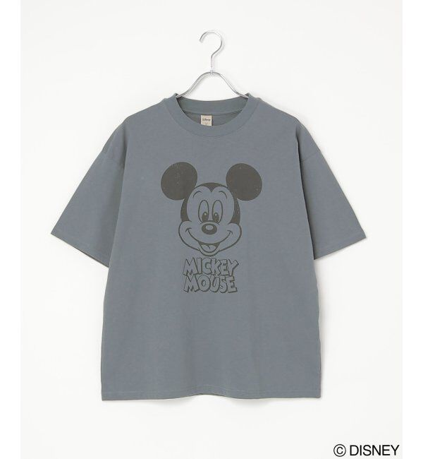 VENCE share style「Mickey Mouse ミッキーマウス USED風フェイスプリントTシャツ」|Tシャツ・カットソー|
