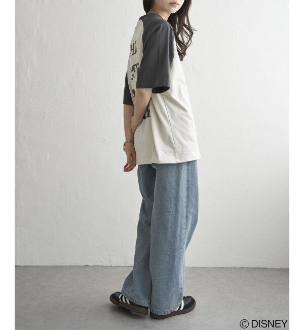 VENCE share style「Mickey Mouse ミッキーマウス USED風フェイスプリントTシャツ」|Tシャツ・カットソー|