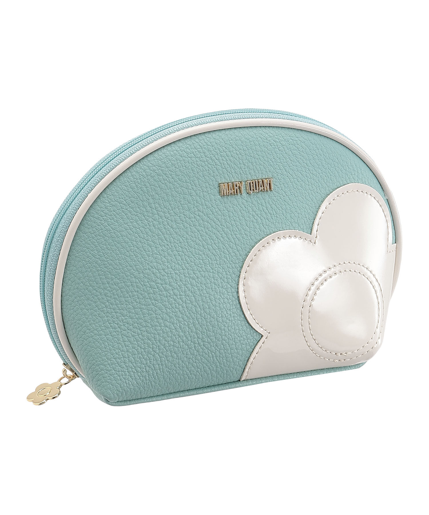 MARY QUANT「シュリンクデイジーパッチ ラウンドポーチL」|ポーチ|ライトブルー