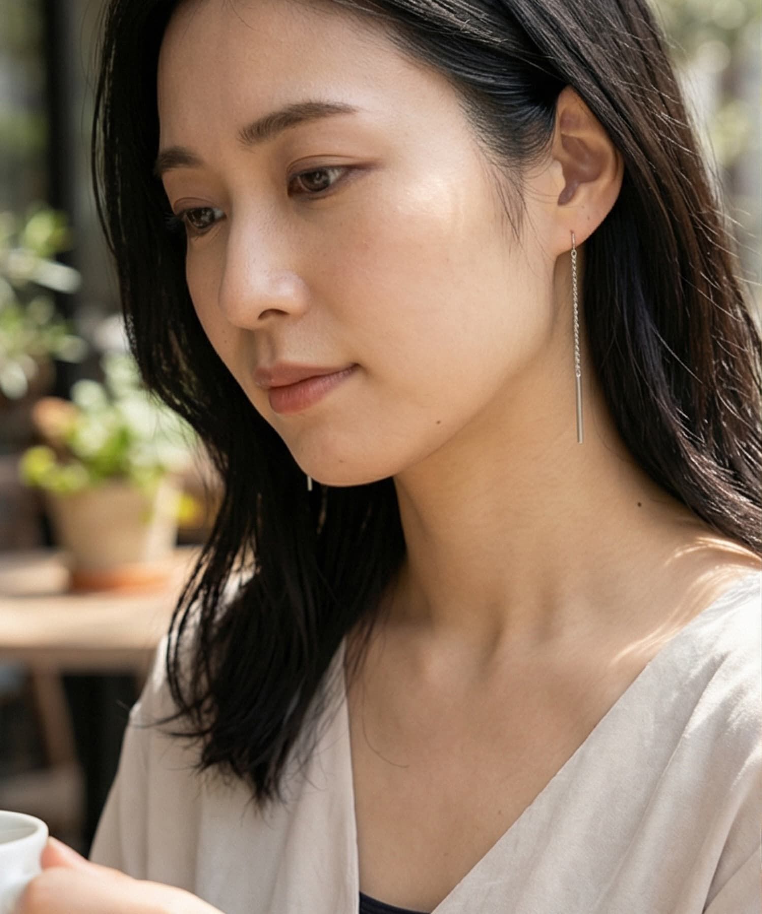 STYLE DELI「【DELI by】スリムバーロングチェーンピアス」|ピアス|