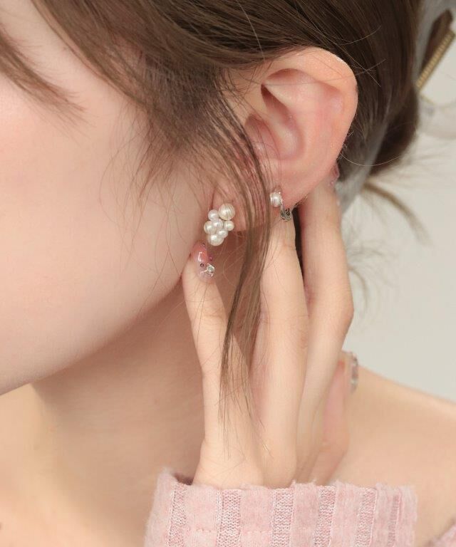NOIR DE POUPEE「Bubbloop パールづくしイヤリング ノンホールピアス」|イヤリング|シルバー系