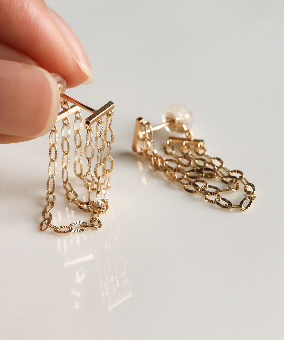  「ゴールド ルナチェーン ピアス | K10YG」|ピアス|