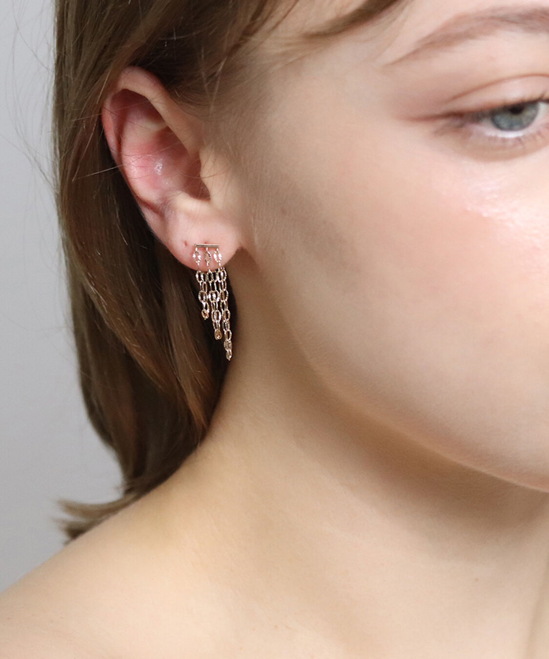  「ゴールド ルナチェーン ピアス | K10YG」|ピアス|