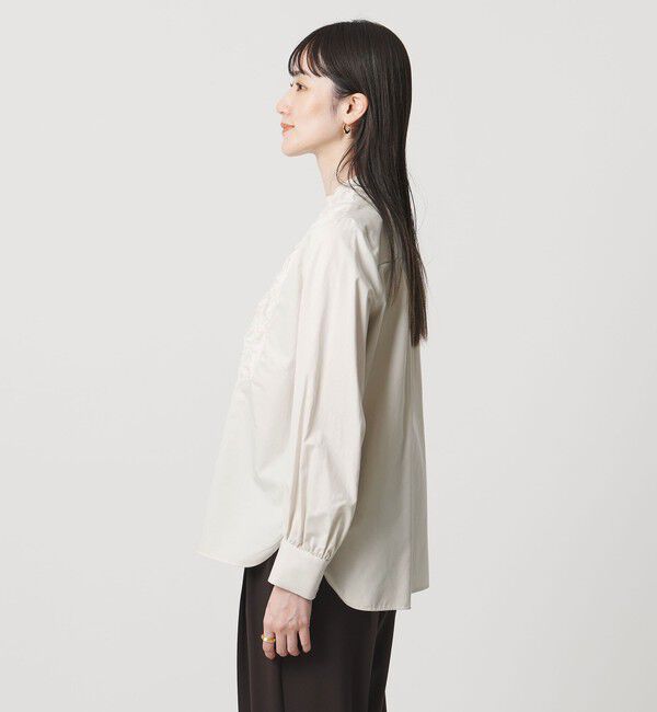 UNITED ARROWS「サテン エンブロイダリーフラワー シャツ ブラウス」|シャツ・ブラウス|