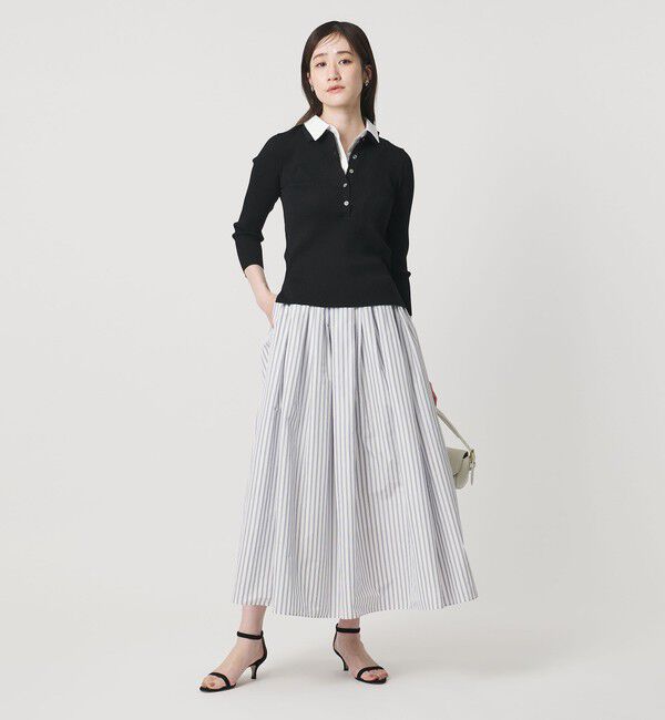 UNITED ARROWS「7分袖 シャツ コンビ ポロニット」|ニット・セーター|