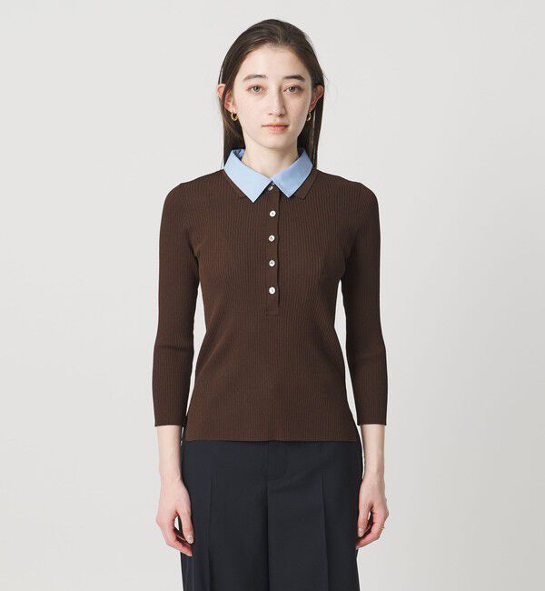 UNITED ARROWS「7分袖 シャツ コンビ ポロニット」|ニット・セーター|