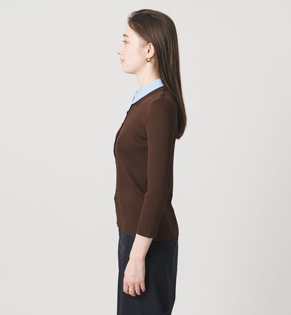 UNITED ARROWS「7分袖 シャツ コンビ ポロニット」|ニット・セーター|