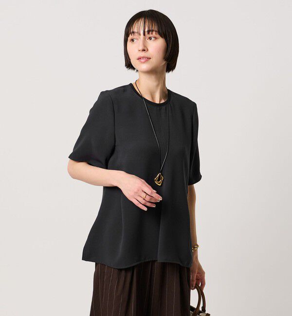 UNITED ARROWS「COMFY イレギュラー ヘム ブラウス ‐防汚 UVカット ウォッシャブル‐」|シャツ・ブラウス|DK.GRAY