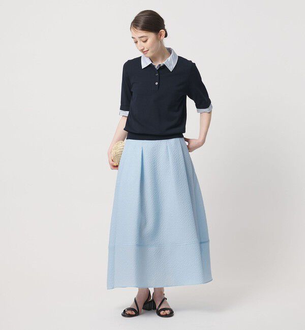 UNITED ARROWS「オーガンジー ジャガード フレアスカート ‐ウォッシャブル‐」|フレア|