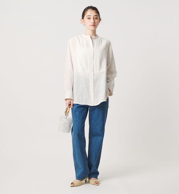 UNITED ARROWS「エンブロイダリー バンドカラー シャツ」|シャツ・ブラウス|