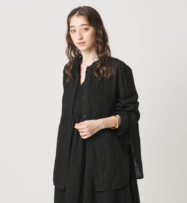 UNITED ARROWS「エンブロイダリー バンドカラー シャツ」|シャツ・ブラウス|