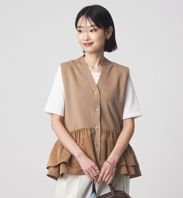 UNITED ARROWS green label relaxing「フリル ドッキング ペプラム ニット ジレ ウォッシャブル」|ベスト・ジレ|