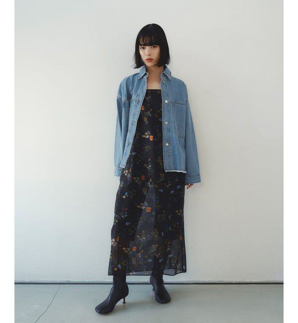 EMMEL REFINES「＜EMMEL REFINES＞EM フラワープリント シアー キャミ ワンピース」|ワンピース|BLACK