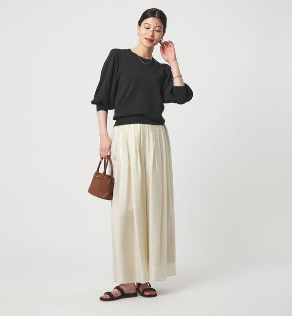 UNITED ARROWS green label relaxing「【WEB限定】＜at ease＞袖ボリューム ニット ウォッシャブル 接触冷感 UVカット 遮熱」|ニット・セーター|