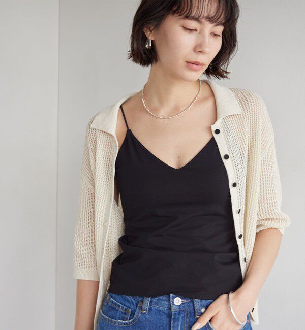 UNITED ARROWS green label relaxing「Vネックキャミソール / カップインナー」|キャミソール|BLACK