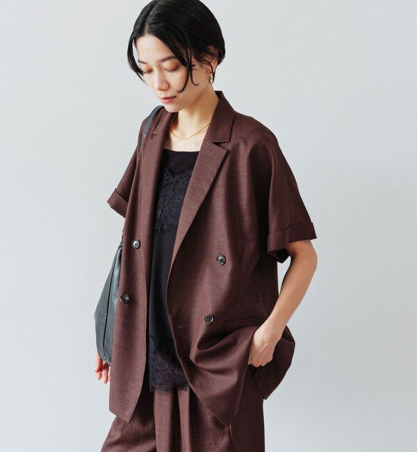 UNITED ARROWS green label relaxing「［size SHORTあり］ライト リネンライク ハーフスリーブ ジャケット UVカット 通気性」|テーラードジャケット|