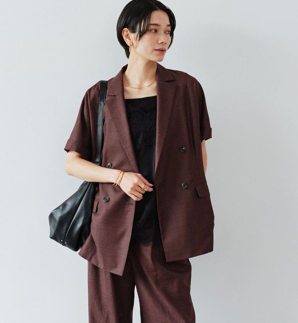 UNITED ARROWS green label relaxing「［size SHORTあり］ライト リネンライク ハーフスリーブ ジャケット UVカット 通気性」|テーラードジャケット|